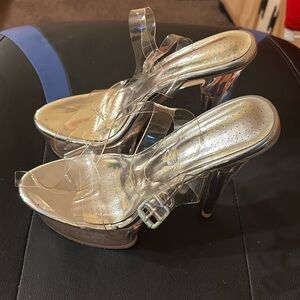 Silver Pleaser Heels